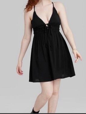 Wild Fable Black Deep V Neck Dress